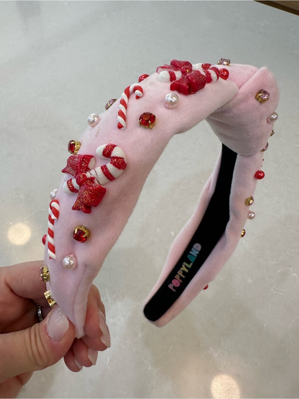 poppyland Candy Cane Embellished Padded Headband